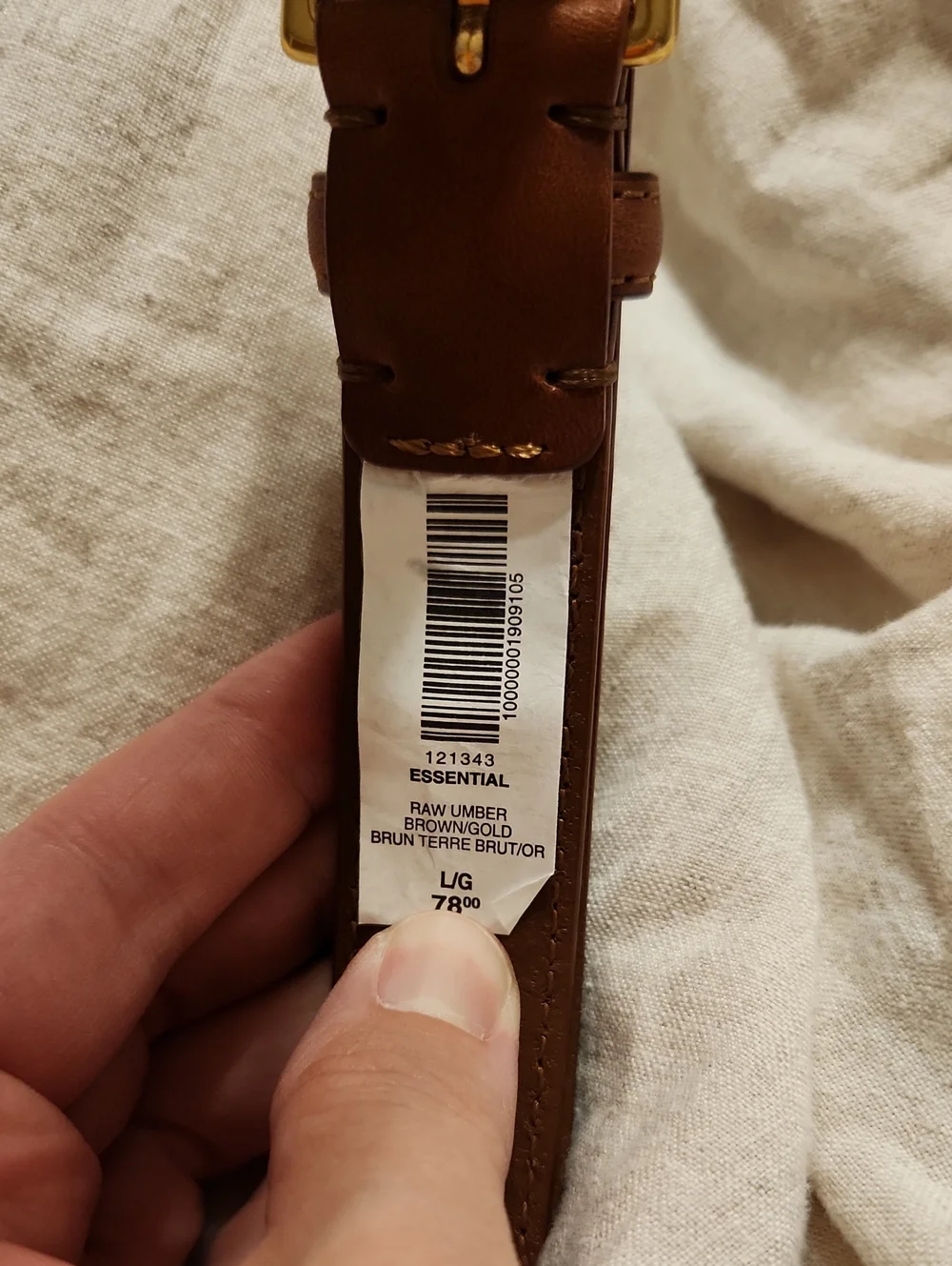 NWT Aritzia Essential Leather Belt In Raw Umber And Gold